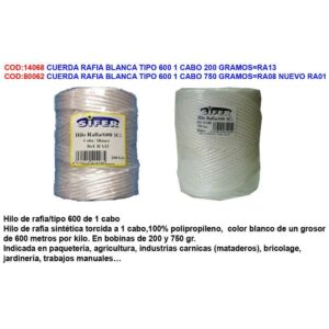 CUERDA RAFIA 600 200 GRS BLANCO