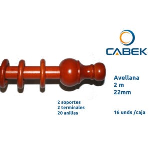 BARRA MADERA 28MM 2 MTS. COMPLETA (AVELLANA, PINO, NOGAL)