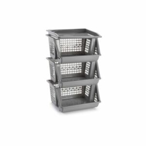 VERDULERO APILABLE 3 PISOS GRIS CLARO PLASTICFORTE